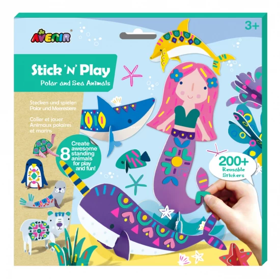 Joc creativ Stick N Play cu scene 3D si stickere repozitionabile - Animale polare si marine Joc creativ Stick N Play cu scene 3D si stickere repozitionabile - Animale polare si marine