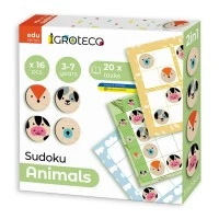 Joc de logica din lemn Sudoku Animale 16 piese