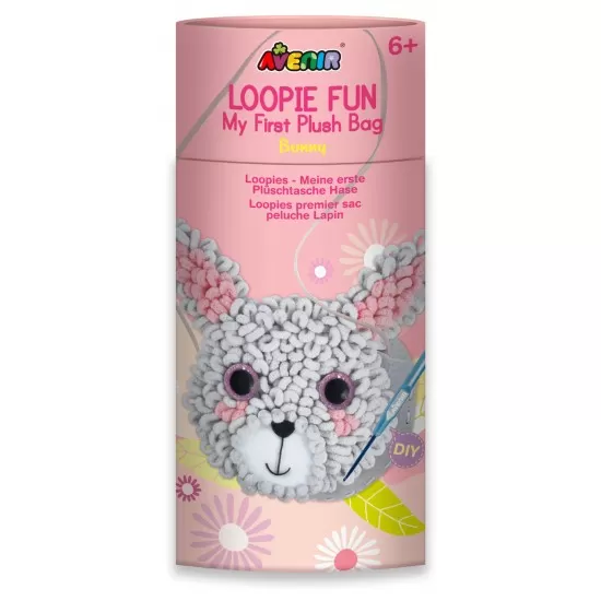 Set creativ DIY Loopie Fun - Prima mea geanta de plus bucle Iepuras Set creativ DIY Loopie Fun - Prima mea geanta de plus bucle Iepuras