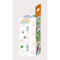 Kit rola de desenat 2 m, include stickere si 4 creioane colorate cerate, Safari - Haku Yoka