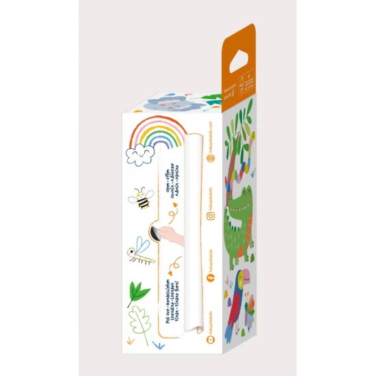 Kit rola de desenat 2 m, include stickere si 4 creioane colorate cerate, Safari - Haku Yoka Kit rola de desenat 2 m, include stickere si 4 creioane colorate cerate, Safari - Haku Yoka