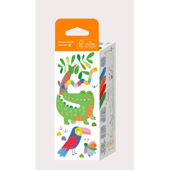 Kit rola de desenat 2 m, include stickere si 4 creioane colorate cerate, Safari - Haku Yoka Kit rola de desenat 2 m, include stickere si 4 creioane colorate cerate, Safari - Haku Yoka