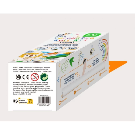 Kit rola de desenat 2 m, include stickere si 4 creioane colorate cerate, Safari - Haku Yoka Kit rola de desenat 2 m, include stickere si 4 creioane colorate cerate, Safari - Haku Yoka