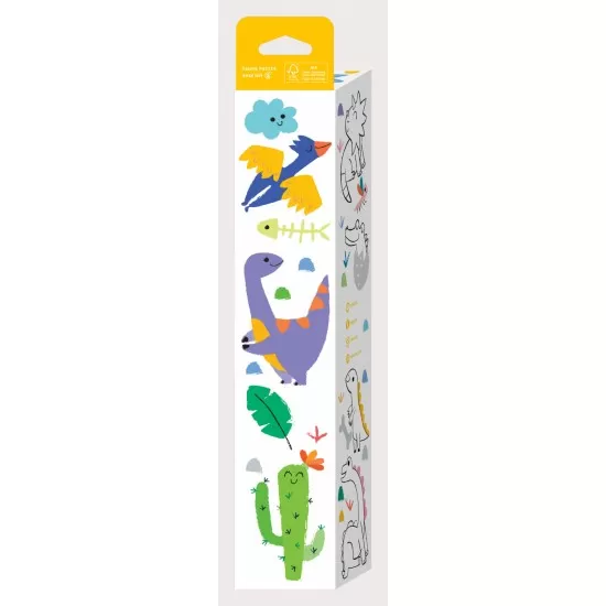 Kit rola de desenat 3 m si 12 creioane colorate cerate Haku Yoka - Dinozauri