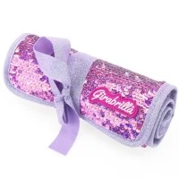 Penar rulabil Girabrilla cu paiete reversibile si set 12 pixuri gel + 6 markere duble Pink