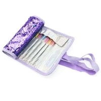 Penar rulabil Girabrilla  cu paiete reversibile si set 12 pixuri gel + 6 markere duble Purple