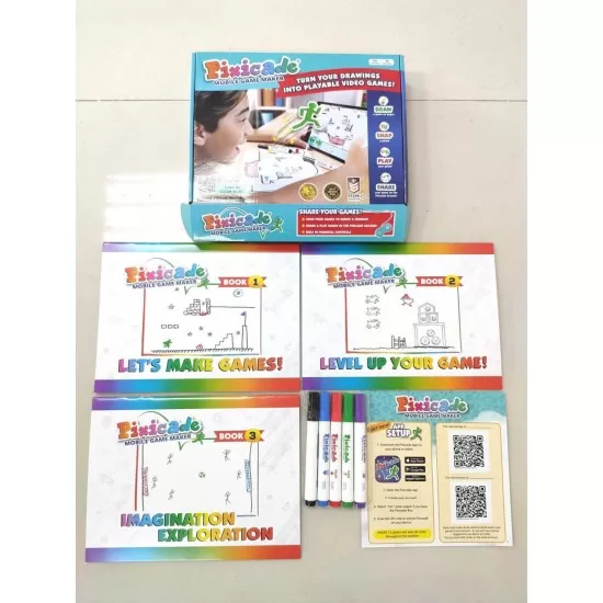 Kit creativ multipremiat pentru a transforma desenele copiilor in jocuri video pentru mobil sau tableta, editie jocuri nelimitate Pixicade Kit creativ multipremiat pentru a transforma desenele copiilor in jocuri video pentru mobil sau tableta, editie jocuri nelimitate Pixicade