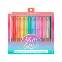 Set 12 culori pixuri retractabile cu gel si sclipici Oh My Glitter!