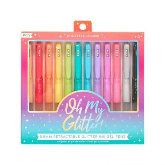 Set 12 culori pixuri retractabile cu gel si sclipici Oh My Glitter! Set 12 culori pixuri retractabile cu gel si sclipici Oh My Glitter!