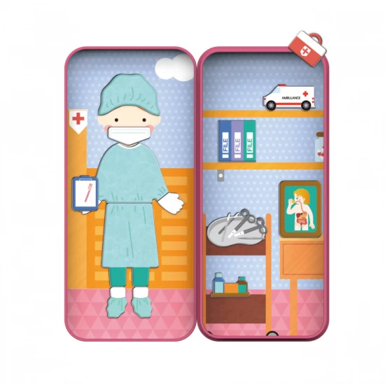 Puzzle magnetic in cutie metalica, joc de potrivire si asociere - Doctor