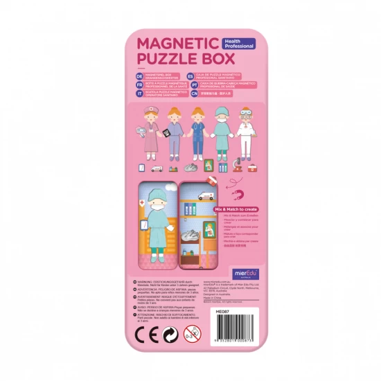 Puzzle magnetic in cutie metalica, joc de potrivire si asociere - Doctor