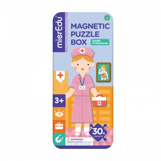 Puzzle magnetic in cutie metalica, joc de potrivire si asociere - Doctor