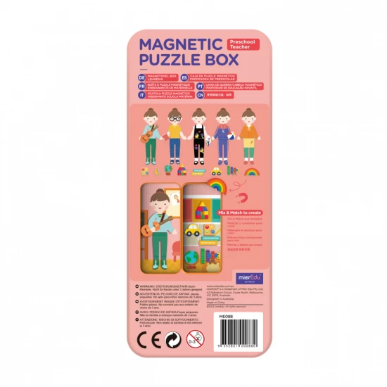 Puzzle magnetic in cutie metalica, joc de potrivire si asociere - Educatoare