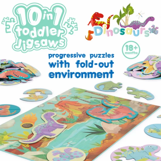 Puzzle progresiv Toddler 10 in 1, Boppi - Dinozauri