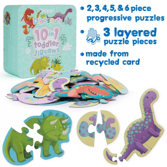 Puzzle progresiv Toddler 10 in 1, Boppi - Dinozauri