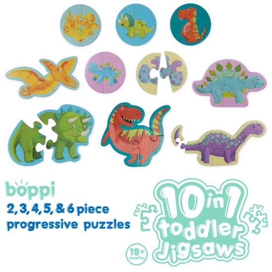 Puzzle progresiv Toddler 10 in 1, Boppi - Dinozauri