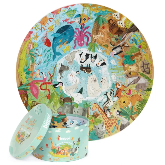 Puzzle rotund, 150 piese, Boppi - Animale din intreaga lume