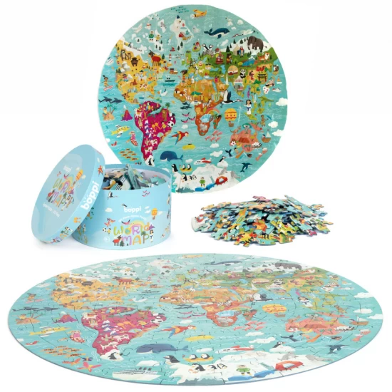 Puzzle rotund, 150 piese, Boppi - Harta Lumii Puzzle rotund, 150 piese, Boppi - Harta Lumii