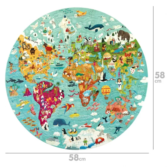 Puzzle rotund, 150 piese, Boppi - Harta Lumii Puzzle rotund, 150 piese, Boppi - Harta Lumii