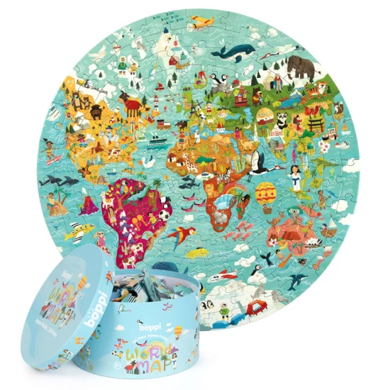 Puzzle rotund, 150 piese, Boppi - Harta Lumii Puzzle rotund, 150 piese, Boppi - Harta Lumii