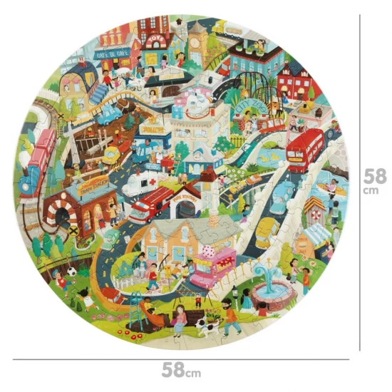 Puzzle rotund, 150 piese, Boppi - Orasul Puzzle rotund, 150 piese, Boppi - Orasul