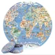 Puzzle rotund -  Harta Ilustrata a Lumii, 1000 de piese, Boppi
