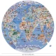 Puzzle rotund -  Harta Ilustrata a Lumii, 1000 de piese, Boppi