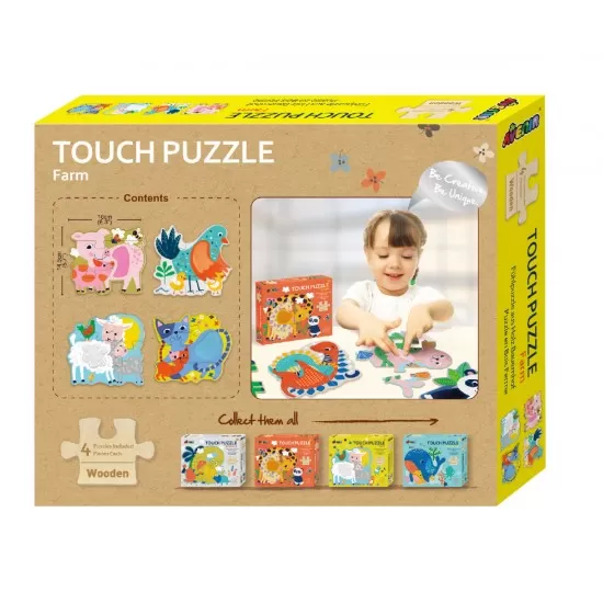 Puzzle tactil din lemn - Ferma Puzzle tactil din lemn - Ferma