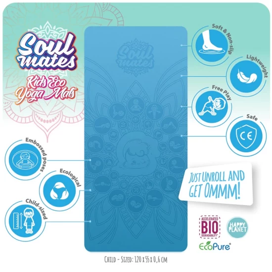 Saltea Yoga pentru copii, ecologica - Wave, albastra Saltea Yoga pentru copii, ecologica - Wave, albastra