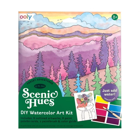Set artistic cu acuarele DIY Scenic Hues - Aventura in padure Set artistic cu acuarele DIY Scenic Hues - Aventura in padure