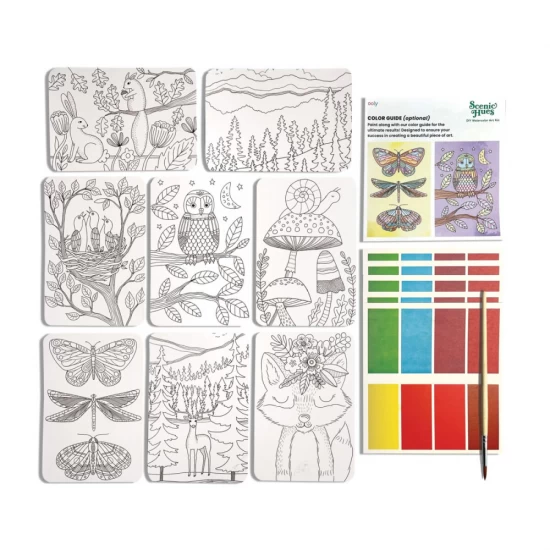Set artistic cu acuarele DIY Scenic Hues - Aventura in padure Set artistic cu acuarele DIY Scenic Hues - Aventura in padure