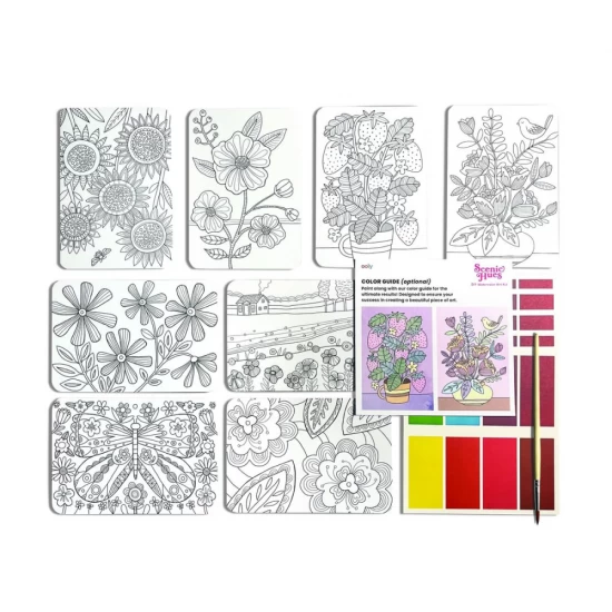 Set artistic cu acuarele DIY Scenic Hues - Flori si gradini Set artistic cu acuarele DIY Scenic Hues - Flori si gradini