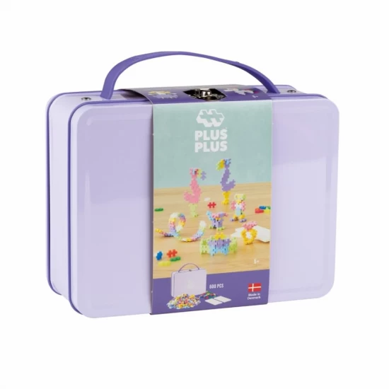 Set constructie Plus-Plus, 600 piese, portabil, in cutie metalica, culori pastelate Set constructie Plus-Plus, 600 piese, portabil, in cutie metalica, culori pastelate