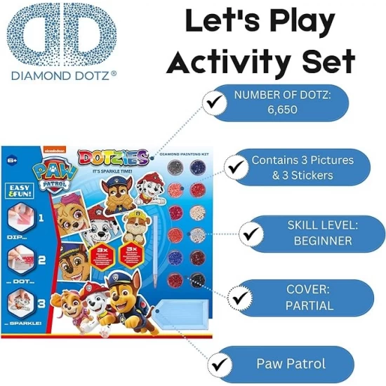 Set creativ 6 in 1 pictura cu diamante Patrula Catelusilor