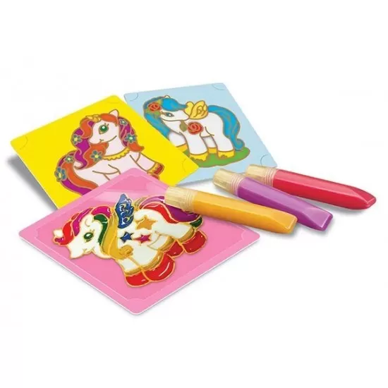 Set creativ cu vopsele pentru geam vitralii - Unicorni Set creativ cu vopsele pentru geam vitralii - Unicorni