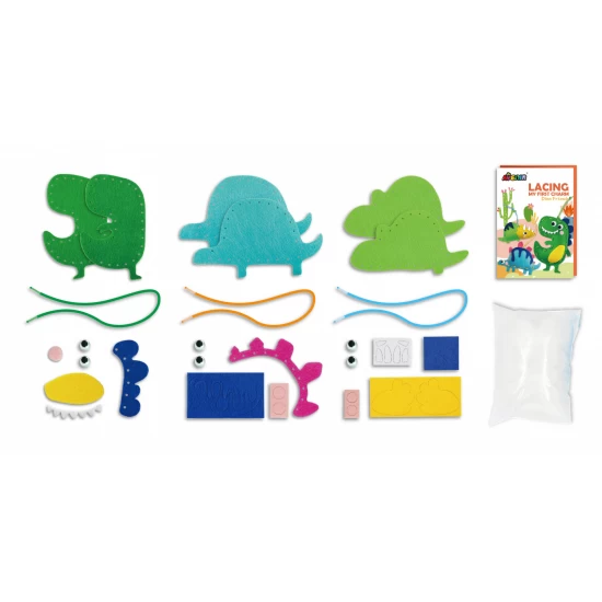 Set creativ de cusut cu tehnica siretului - Primul meu Pandantiv Dinozauri, nivel 1 Set creativ de cusut cu tehnica siretului - Primul meu Pandantiv Dinozauri, nivel 1