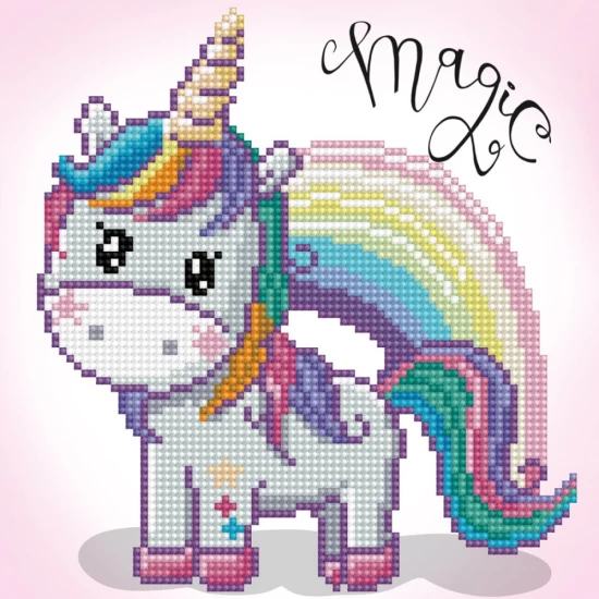 Set creativ pictura cu diamante - Unicorn Curcubeu Set creativ pictura cu diamante - Unicorn Curcubeu