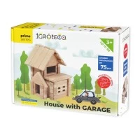 Set de constructie din lemn Casa cu Garaj 75 piese