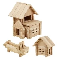 Set de constructie din lemn Casa cu Garaj 75 piese