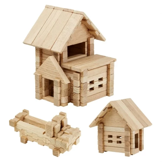 Set de constructie din lemn Casa cu Garaj 75 piese Set de constructie din lemn Casa cu Garaj 75 piese