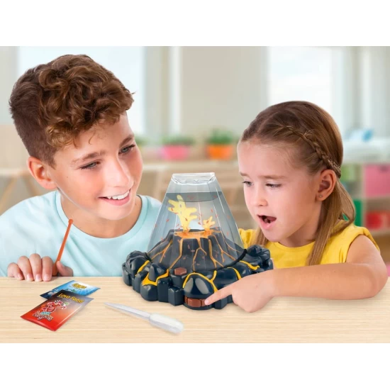 Set educativ STEM Aqua Dragons Habitat vulcan cu lava, acvariu cu LED si Aqua Dragons rosii