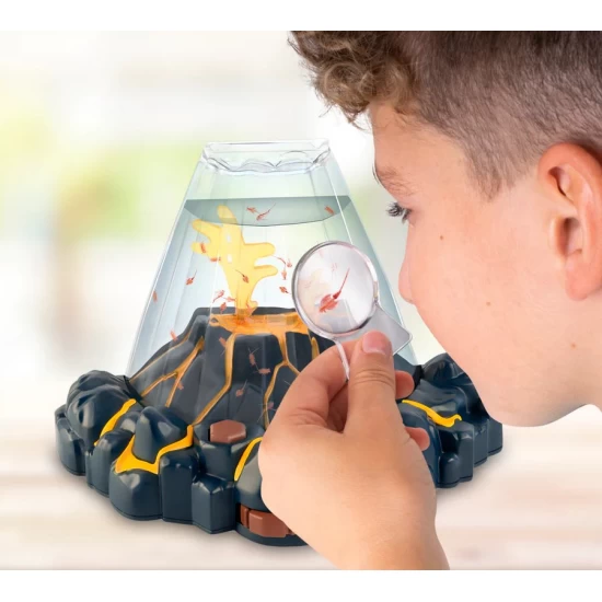 Set educativ STEM Aqua Dragons Habitat vulcan cu lava, acvariu cu LED si Aqua Dragons rosii