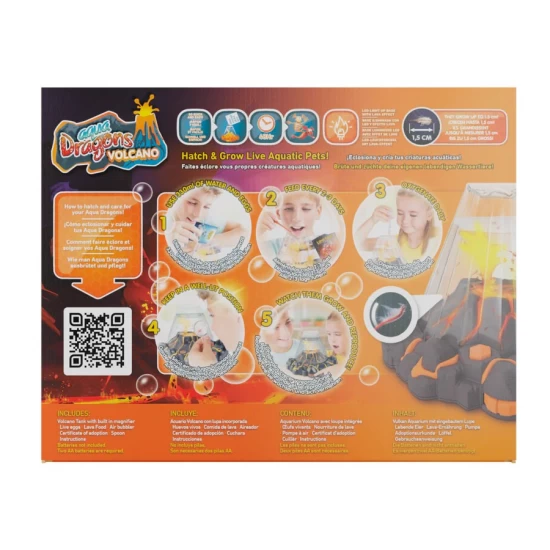 Set educativ STEM Aqua Dragons Habitat vulcan cu lava, acvariu cu LED si Aqua Dragons rosii