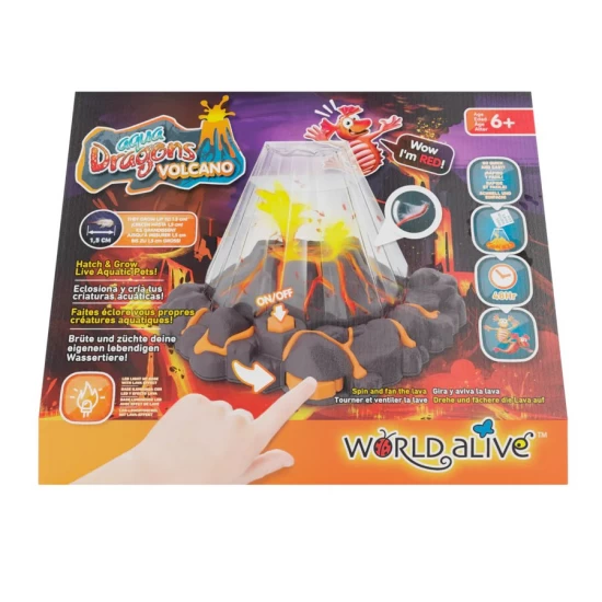 Set educativ STEM Aqua Dragons Habitat vulcan cu lava, acvariu cu LED si Aqua Dragons rosii