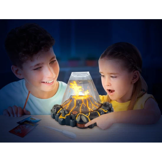 Set educativ STEM Aqua Dragons Habitat vulcan cu lava, acvariu cu LED si Aqua Dragons rosii