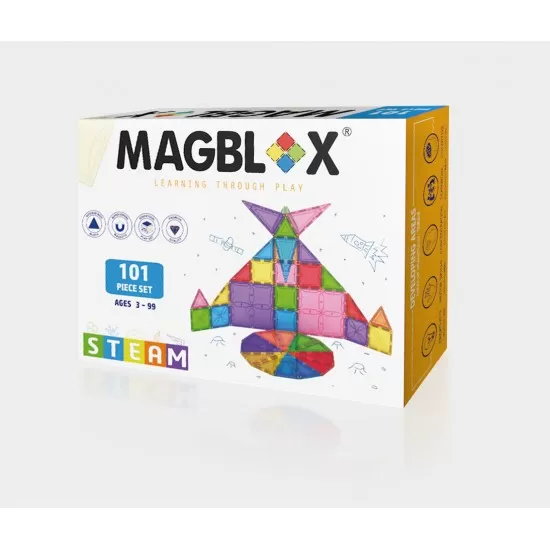 Set magnetic Magblox - 101 piese magnetice de constructie transparente Set magnetic Magblox - 101 piese magnetice de constructie transparente