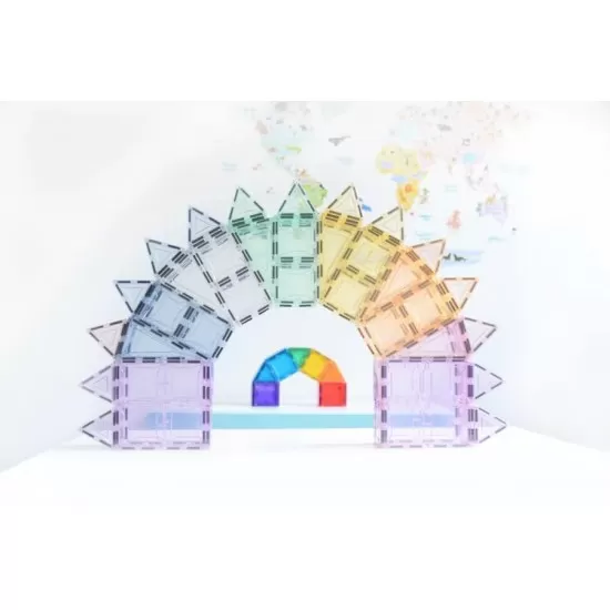 Set magnetic Magblox 102 piese magnetice de constructie Pastel transparente Set magnetic Magblox 102 piese magnetice de constructie Pastel transparente