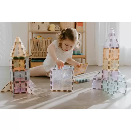 Set magnetic Magblox 102 piese magnetice de constructie Pastel transparente Set magnetic Magblox 102 piese magnetice de constructie Pastel transparente