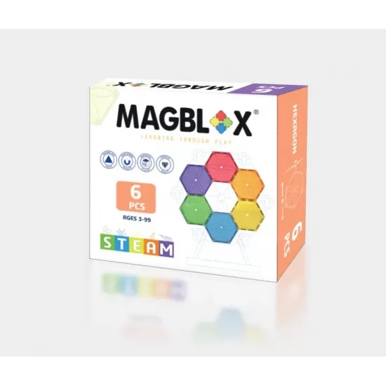 Set magnetic Magblox - 6 piese magnetice hexagon pentru constructie Set magnetic Magblox - 6 piese magnetice hexagon pentru constructie