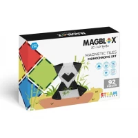 Set magnetic Magblox 92 piese magnetice de constructie Monocrom Alb/Negru